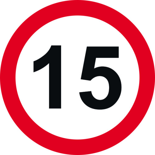 '15mph' Road Sign, Aluminium Composite with channel (450mm dia.)