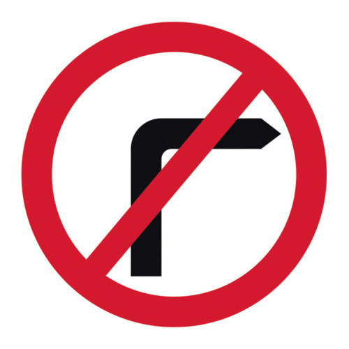 No Right Turn Road Sign (with channel)