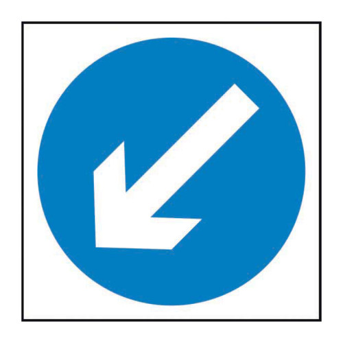 Keep Left Arrow' Temporary Road Sign Only (600mm x 600mm)