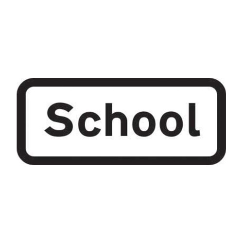 'School' Supplementary Road Sign, Aluminium Composite with channel (439mm x 188mm)