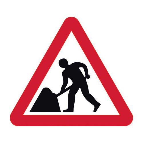 'Road Works' Roll-Up Traffic Sign (600mm Triangle)