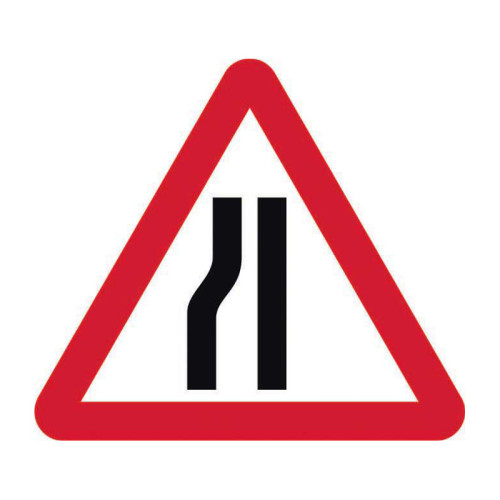 'Road Narrows Nearside' Roll-Up Traffic Sign (600mm Triangle)