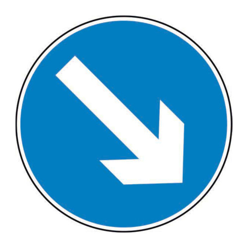 'Keep Right Arrow' Roll-Up Traffic Sign (750mm dia.)