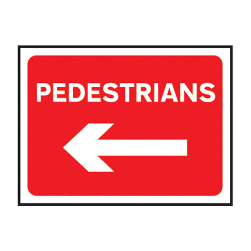 'Pedestrians Arrow Left' Roll-Up Traffic Sign (600mm x 450mm)