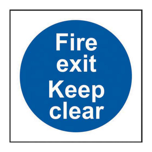 Fire exit Keep clear 1.2mm Recyclable PP (100 x 100mm)