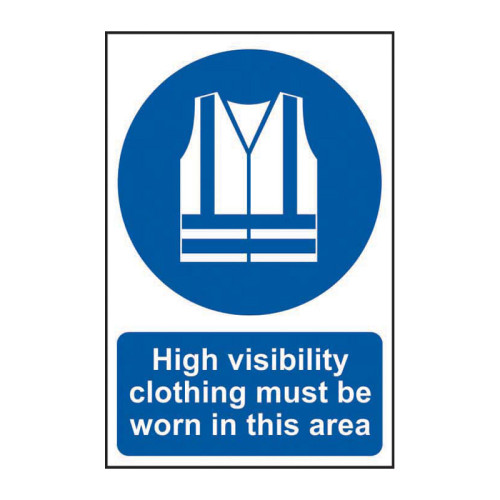 'High Visibility Clothing Must Be Worn In This Area' Sign, Self-Adhesive Vinyl (200mm x 300mm)