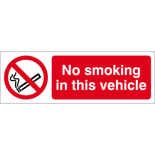 'No Smoking In This Vehicle' Sign, Self-Adhesive Vinyl (150mm x 50mm)