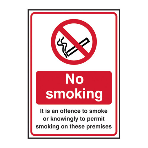 It Is Against The Law To Smoke In These Premises...' Sign, Self-Adhesive Vinyl (148mm x 210mm)