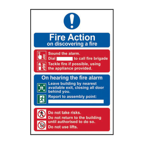 Fire action procedure 1.2mm Recyclable PP (200 x 300mm)