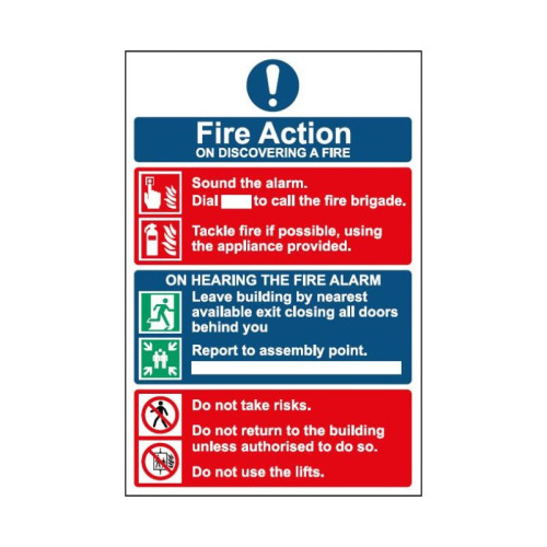 Fire action procedure 1.2mm Recyclable PP (200 x 300mm)