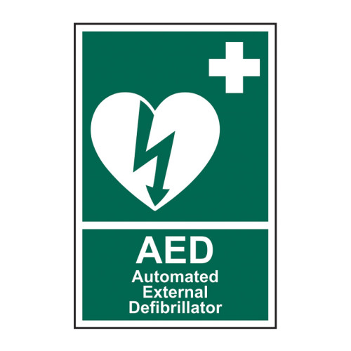 'Automated External Defibrillator' Sign, Self-Adhesive Vinyl (200mm x 300mm)