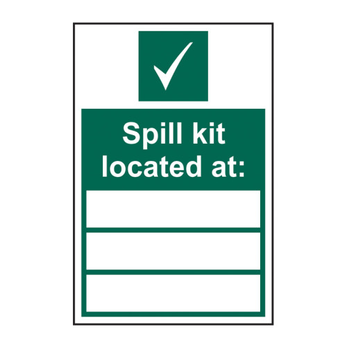 Spill kit located at____ 1.2mm Recyclable PP (200 x 300mm)