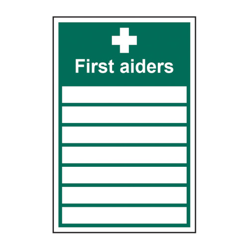 'First Aiders' Sign, Self-Adhesive Vinyl (200mm x 300mm)