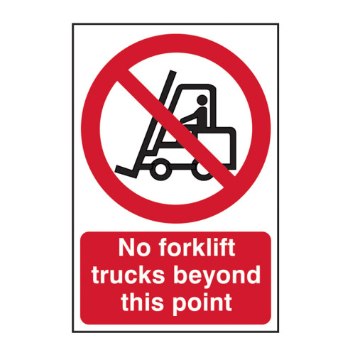 'No Forklift Trucks Beyond This Point' Sign, Self-Adhesive Vinyl (200mm x 300mm)