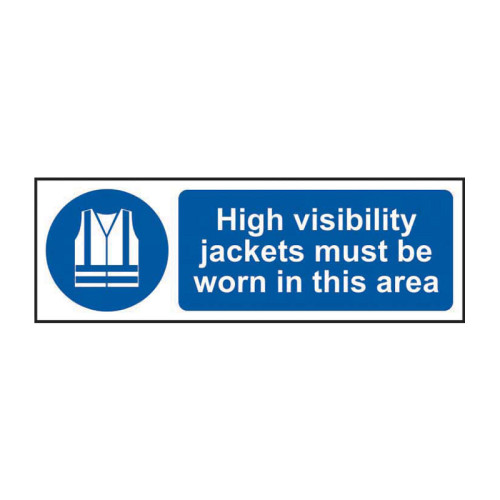 High visibility jackets must be work in this area 1.2mm Recyclable PP (600 x 200mm)