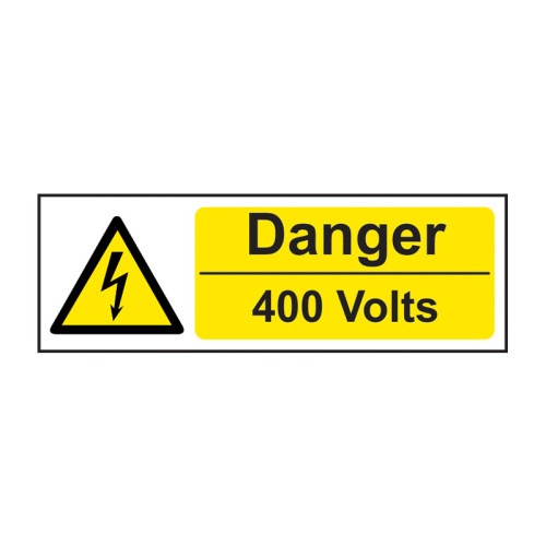 Danger 400 volts 1.2mm Recyclable PP (300 x 100mm)