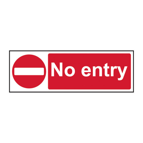 'No Entry' Sign, Self-Adhesive Vinyl (300mm x 100mm)