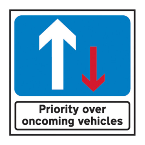 Priority Over Oncoming Vehicles' Temporary Road Sign with Frame (600m x 600mm)