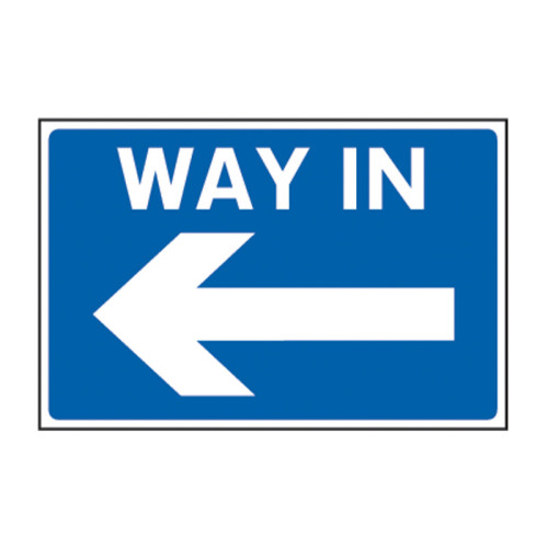 Way in arrow left 1.2mm Recyclable PP (600 x 450mm)
