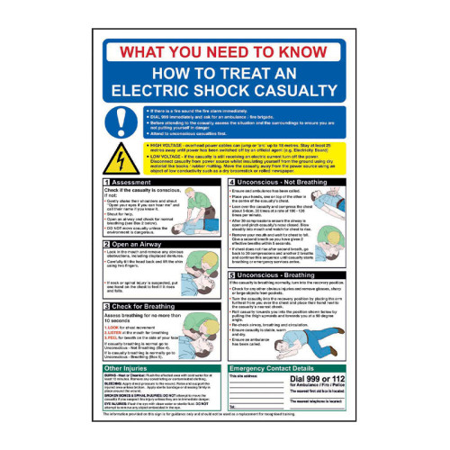 Safety Poster - Electric Shock 1.2mm Recyclable PP (400 x 600mm)
