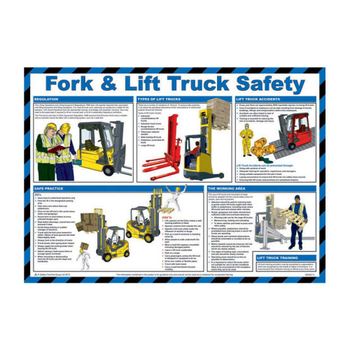 'Fork & Lift Truck Safety' Sign, Laminated Paper, Safety Poster (590mm x 420mm)