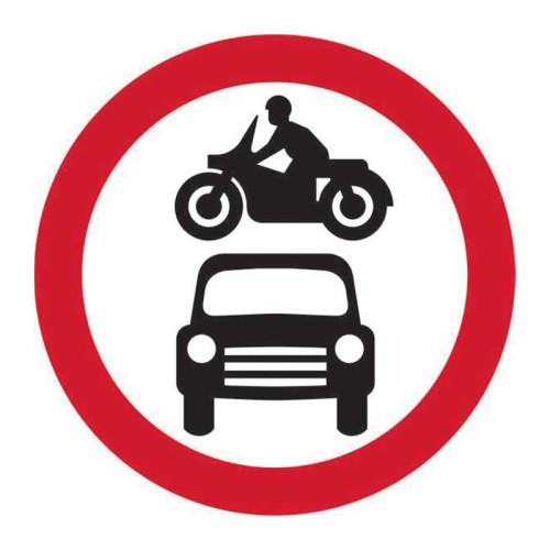 Motor Vehicles Prohibited Road Sign(with channel)