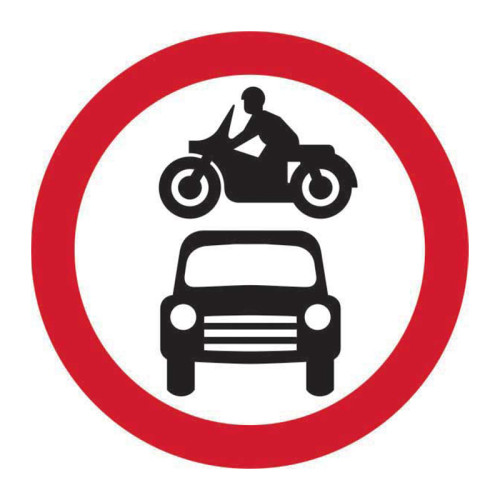 Motor Vehicles Prohibited Road Sign (w/o channel)