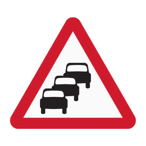 'Queues Likely Ahead' Road Sign, Aluminium Composite with channel (600mm tri.)