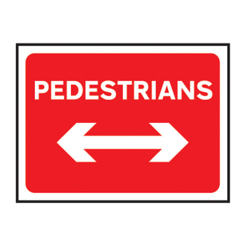 Pedestrians (Arrow Left & Right)' Temporary Road Sign with Frame, Zintec (1050mm x 450mm)
