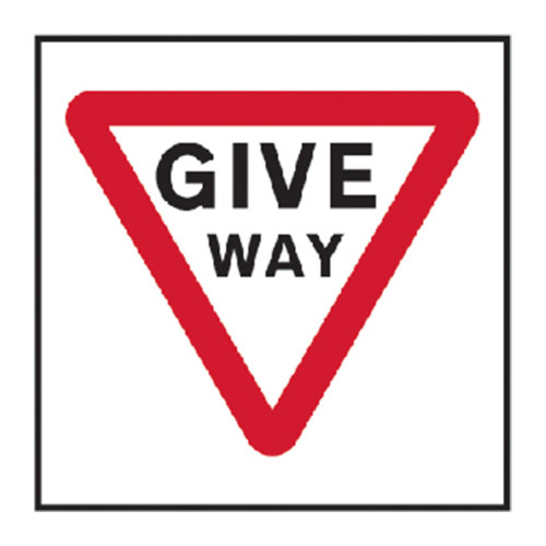 Give Way' Temporary Road Sign with Frame (600m x 600mm)