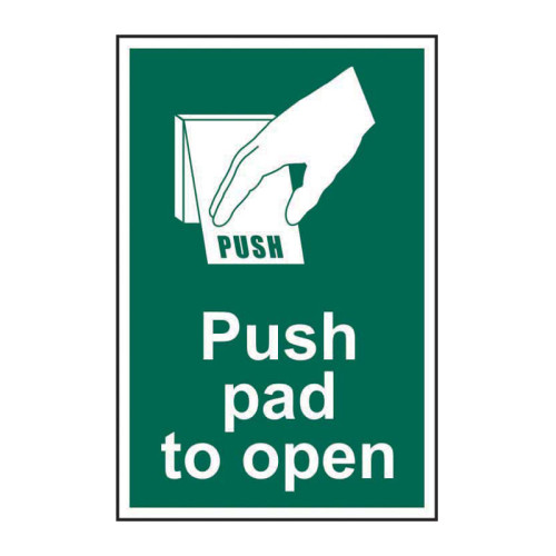 'Push Pad To Open' Sign, Self-Adhesive Vinyl (100mm x 150mm)