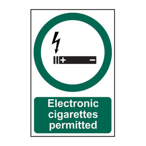 'Electronic Cigarettes Permitted' Sign, Self-Adhesive Vinyl (200mm x 300mm)