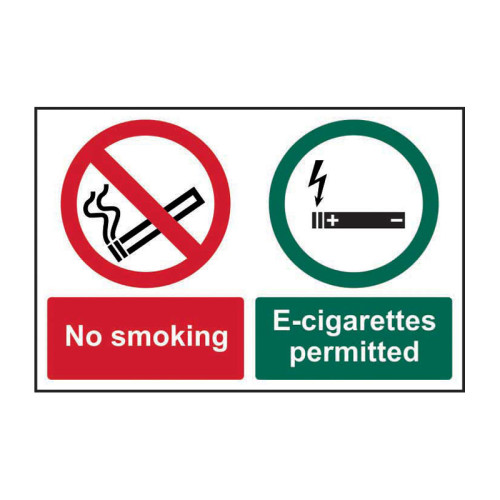 'No Smoking E-cigarettes Permitted' Sign, Self-Adhesive Vinyl (300mm x 200mm)