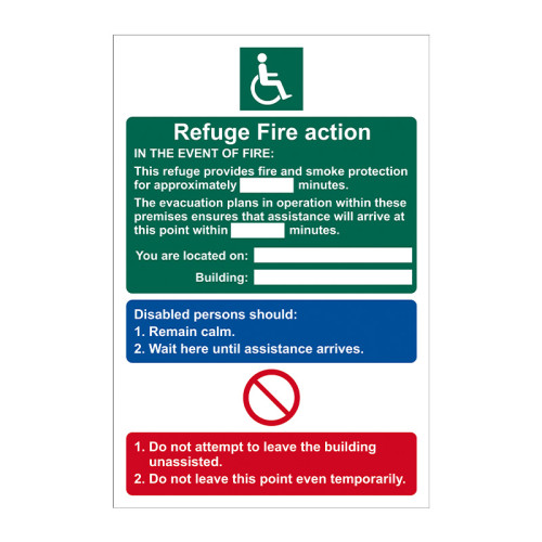 Disabled Refuge Action 1.2mm Recyclable PP (200 x 300mm)