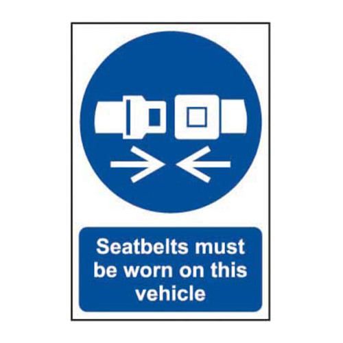 'Seatbelts Must Be Worn On This Vehicle' Sign, Self-Adhesive Vinyl (200mm x 300mm)