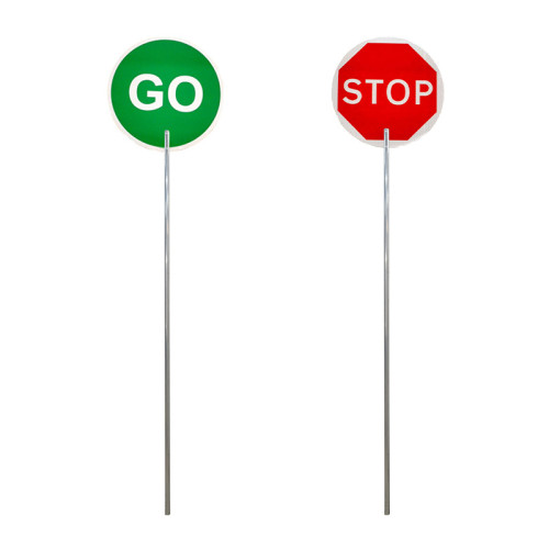 Stop and Go Paddle Sign Aluminium Hand Sign Stop Signs Traffic STOP & GO  Sign REVERSIBLE