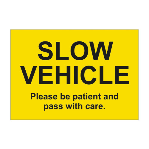 'Slow Vehicle' Sign, Self-Adhesive Vinyl (210mm x 148mm)