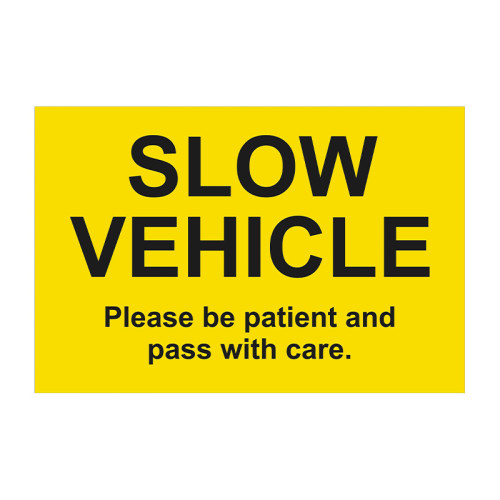 'Slow Vehicle' Sign, Self-Adhesive Vinyl (600mm x 400mm)