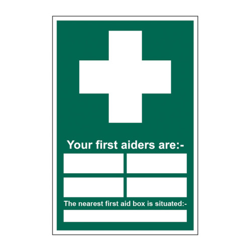 Your first aiders are 1.2mm Recyclable PP (400 x 600mm)