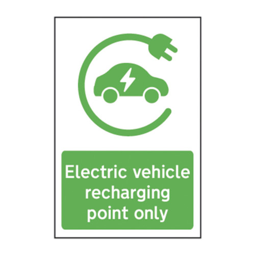Electric vehicle recharging point only 1.2mm Recyclable PP (200 x 300mm)
