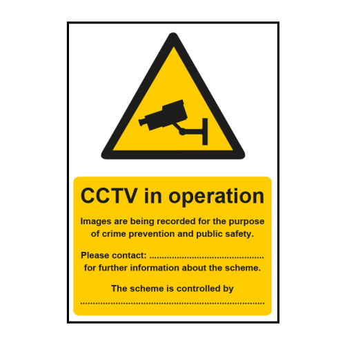 'CCTV In Operation DPA Compliant' Sign, Self Adhesive Vinyl (148mm x 210mm)