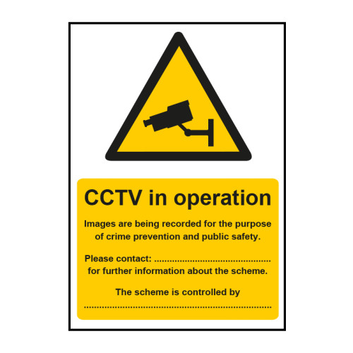 CCTV in Operation DPA Compliant 1.2mm Recyclable PP (148 x 210mm)