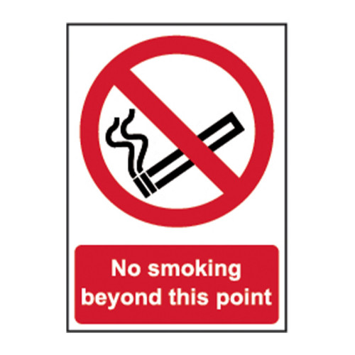 'No Smoking Beyond This Point' Sign, Self Adhesive Vinyl (148mm x 210mm)