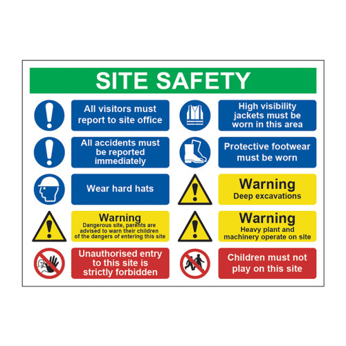 'Site Safety Notice' Sign, 3mm Foamex Board (800mm x 600mm)