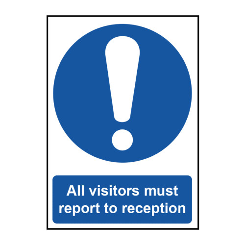 Cartello Adesivo 'Tutti I Visitatori Devono Presentarsi Alla Reception' - Formato A4 (297x210 Mm), Vinile Autoadesivo, Conforme Alle Norme UE E UK, Per Esterni/Interni