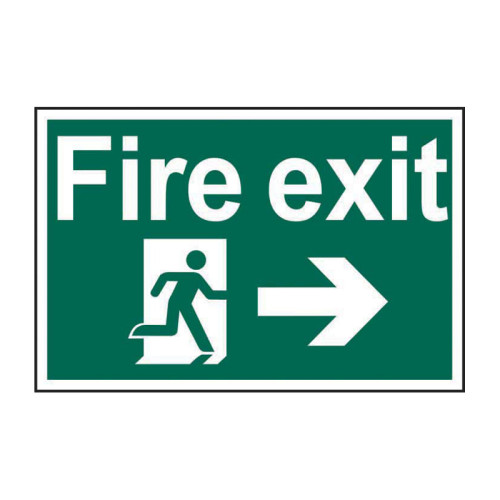 Fire exit running man arrow right - 1.2mm Recyclable PP (300 x 200mm)