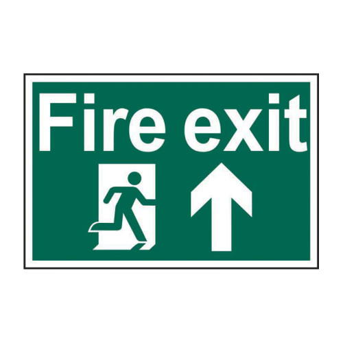 Fire exit running man arrow up - Self Adhesive PP (300 x 200mm)