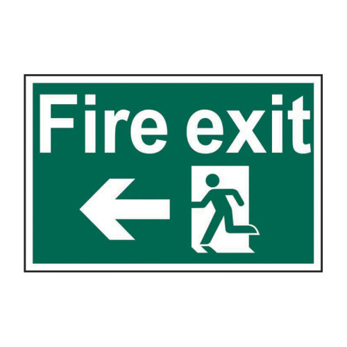 Fire exit running man arrow left - 1.2mm Recyclable PP (300 x 200mm)