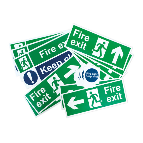 Fire Exit Signage Pack, Self Adhesive Vinyl, Small