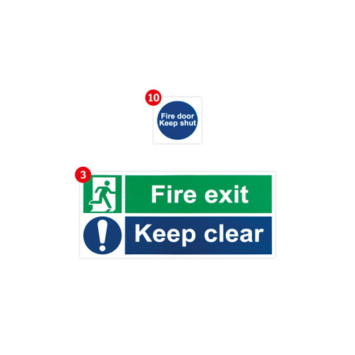 Centurion - Fire Safety Signage Pack, Self Adhesive Vinyl, Medium